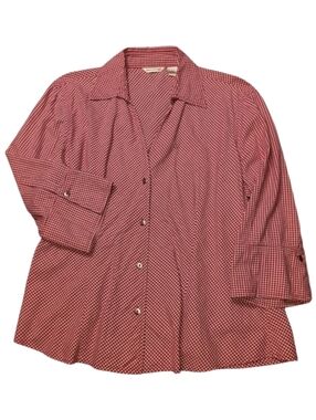 Richard Malcolm Red Gingham Check Fitted Button Down Top SZ L